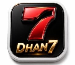 Dhan7 game dashboard preview with APK download and app features